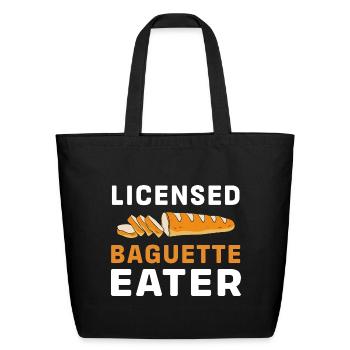 French Bread Baguette Breakfast Bread - Eco-Friendly Cotton Tote - black - Front