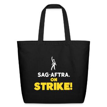 SAG AFTRA on Strike - Eco-Friendly Cotton Tote - black - Front