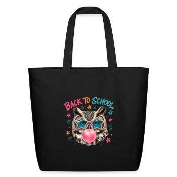 Back to School Owl Pop Art - Eco-Friendly Cotton Tote - black - Front