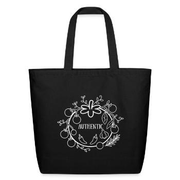 Authentic Minimalist Botanical Frame - Eco-Friendly Cotton Tote - black - Front
