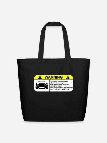 MX5 Drift Warning - Eco-Friendly Cotton Tote - black