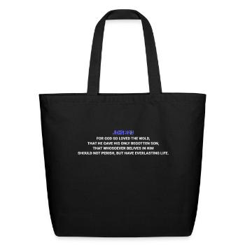 JOHN 3 16 TEXT - Eco-Friendly Cotton Tote - black - Front