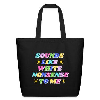 Vibrant Rainbow Retro Text Tee - Eco-Friendly Cotton Tote - black - Front