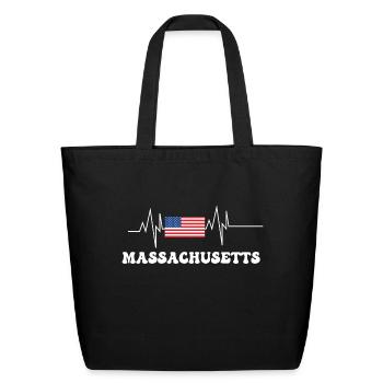 Massachusetts Heartbeat - Eco-Friendly Cotton Tote - black - Front