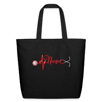 Stethoscope that creates a heartbeat - Eco-Friendly Cotton Tote - black - Front