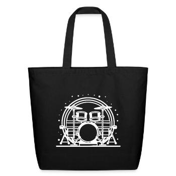 Drum Set - Eco-Friendly Cotton Tote - black - Front