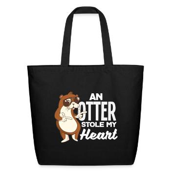 Sea Otter Stoly My Heart - Eco-Friendly Cotton Tote - black - Front