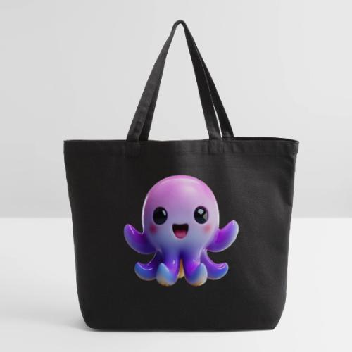 Joyful Cartoon Purple Baby Octopus with Big Smile - Eco-Friendly Cotton Tote