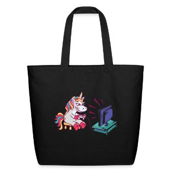 Cute Uni Corn Gamer Gaming - Eco-Friendly Cotton Tote - black - Front