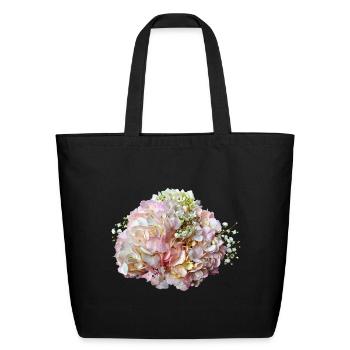 Pale Pink Hydrangea With Baby Breath - Eco-Friendly Cotton Tote - black - Front