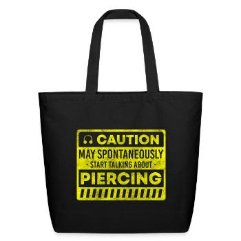 Piercing Stitch Jewellery Plug - Eco-Friendly Cotton Tote - black - Front