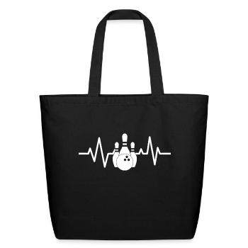 Cool Bowling Heartbeat Perfect for Any Occasion - Eco-Friendly Cotton Tote - black - Front