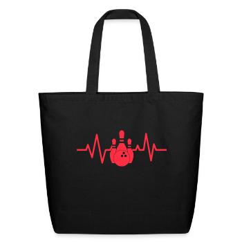 Cool Bowling Heartbeat Perfect for Any Occasion - Eco-Friendly Cotton Tote - black - Front