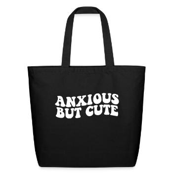 Anxious But Cute Retro Vibes - Eco-Friendly Cotton Tote - black - Front