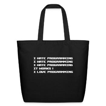 I Hate Programming Joke - Eco-Friendly Cotton Tote - black - Front