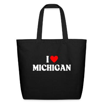I Love Michigan I Heart Michigan - Eco-Friendly Cotton Tote - black - Front