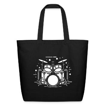 Drum Kit Sketch - Eco-Friendly Cotton Tote - black - Front