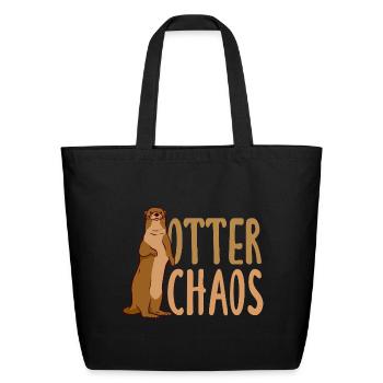 Pun Sea Otter Cartoon - Eco-Friendly Cotton Tote - black - Front