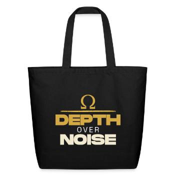 Depth Over Noise Quiet Anti-Hustle Design - Eco-Friendly Cotton Tote - black - Front