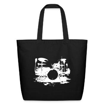 Drum Kit Sketch - Eco-Friendly Cotton Tote - black - Front