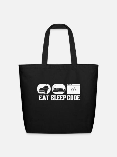Eat Sleep Code Software Coding - Eco-Friendly Cotton Tote - black