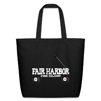 Fair Harbor Fire Island ferry wagon summer share  - Eco-Friendly Cotton Tote - black - Front