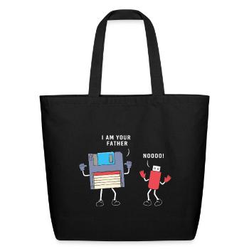 USB Drive Floppy Disk - Eco-Friendly Cotton Tote - black - Front