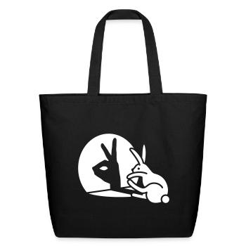 Funny Rabbit hand shadow puppet bunny hare pop art - Eco-Friendly Cotton Tote - black - Front