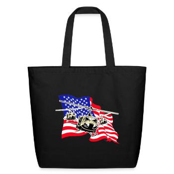Aerial Patriots Helicopters Over Flag - Eco-Friendly Cotton Tote - black - Front