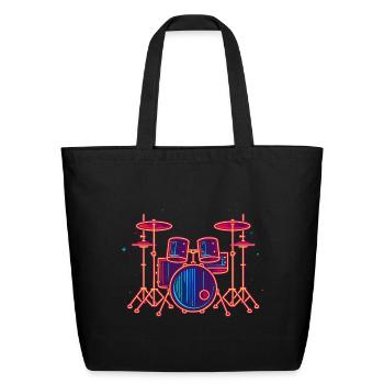 Drum Kit Graphic - Eco-Friendly Cotton Tote - black - Front