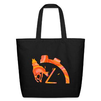 Horse and Watch ZigZag Marble Burst - Eco-Friendly Cotton Tote - black - Front