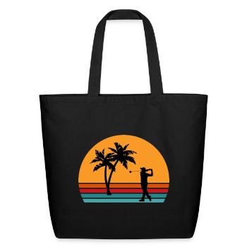 Sunset Golfer Strike - Eco-Friendly Cotton Tote - black - Front