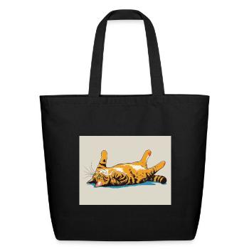 Sunny Tabby Flip - Eco-Friendly Cotton Tote - black - Front
