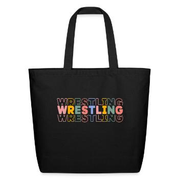 Wrestling Typography - Eco-Friendly Cotton Tote - black - Front