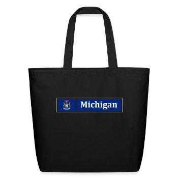 Michigan Flag - Eco-Friendly Cotton Tote - black - Front