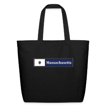 Massachusetts Flag - Eco-Friendly Cotton Tote - black - Front