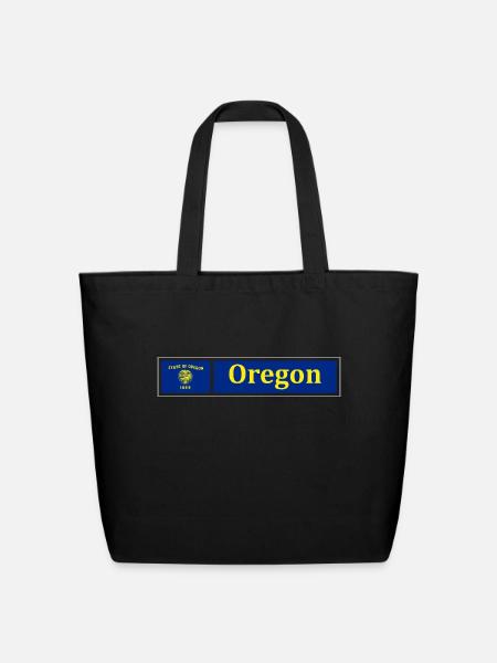 Oregon Flag - Eco-Friendly Cotton Tote - black