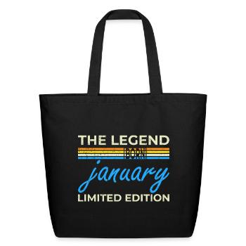 The Legend January Design - Eco-Friendly Cotton Tote - black - Front