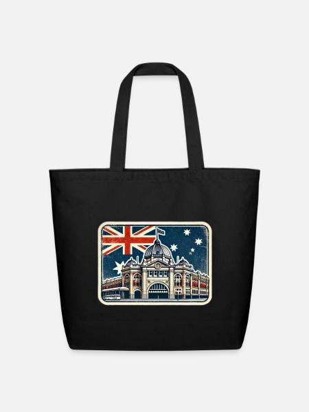 Flinders Street Station Melbourne - Eco-Friendly Cotton Tote - black