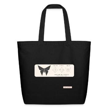 Origami Butterfly Minimalist Japanese Zen Design - Eco-Friendly Cotton Tote - black - Front