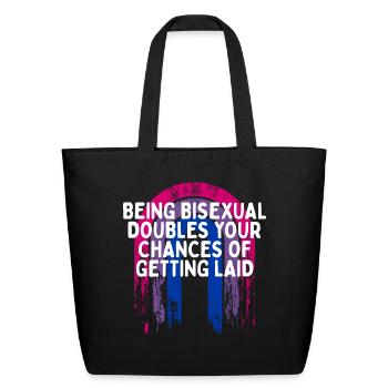 Doubles Your Chances of Getting Laid Bisexual - Eco-Friendly Cotton Tote - black - Front