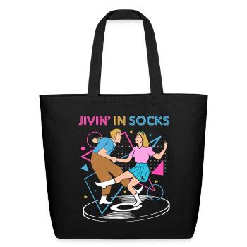 Dance Party 50s Sock Hop - Eco-Friendly Cotton Tote - black - Front
