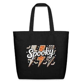Spooky Retro Lightning Halloween - Eco-Friendly Cotton Tote - black - Front