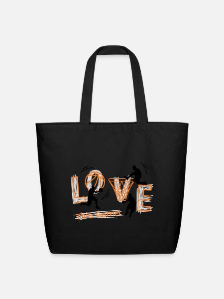 Love This Game Basketball Logo - Eco-Friendly Cotton Tote - black