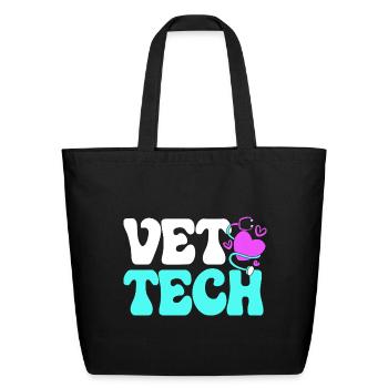 veterinarian Stethoscope Vet Tech - Eco-Friendly Cotton Tote - black - Front