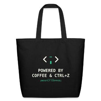 Coffee Fueled Coding and CTRL Z - Eco-Friendly Cotton Tote - black - Front