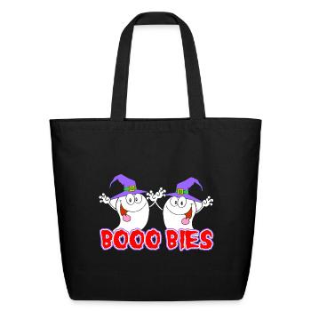 Boogie Ghosts Duo Halloween Booo Bies Tshirt - Eco-Friendly Cotton Tote - black - Front