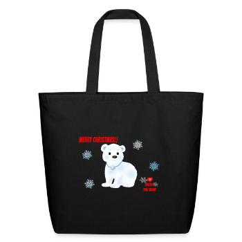"Frost the Bear" (Snowflake Snuggliezz) - Eco-Friendly Cotton Tote - black - Front