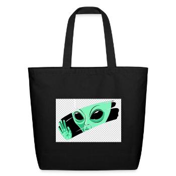 Mint Alien Wave Graphic - Eco-Friendly Cotton Tote - black - Front