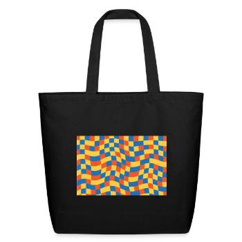 Wavy Color Check Mosaic - Eco-Friendly Cotton Tote - black - Front